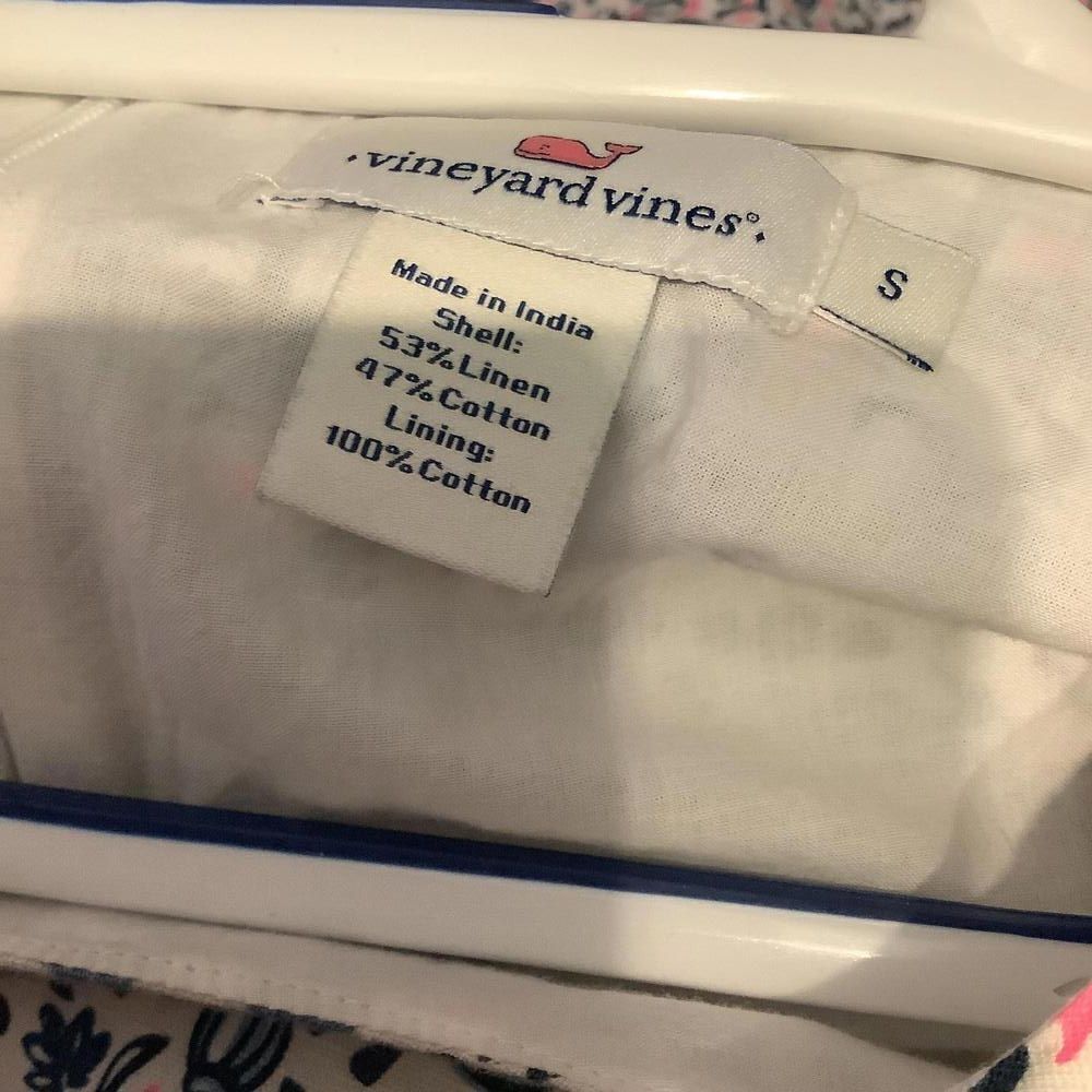 Vineyard Vines Floral‎ Pattern Linen Blend Short Sleeve Dress - Picture 5 of 5